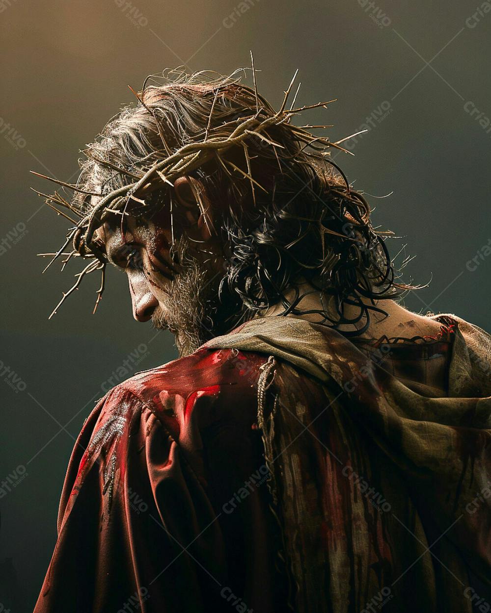 Jesus De Costas, Com Coroa De Espinhos Na Cabeça  (14)