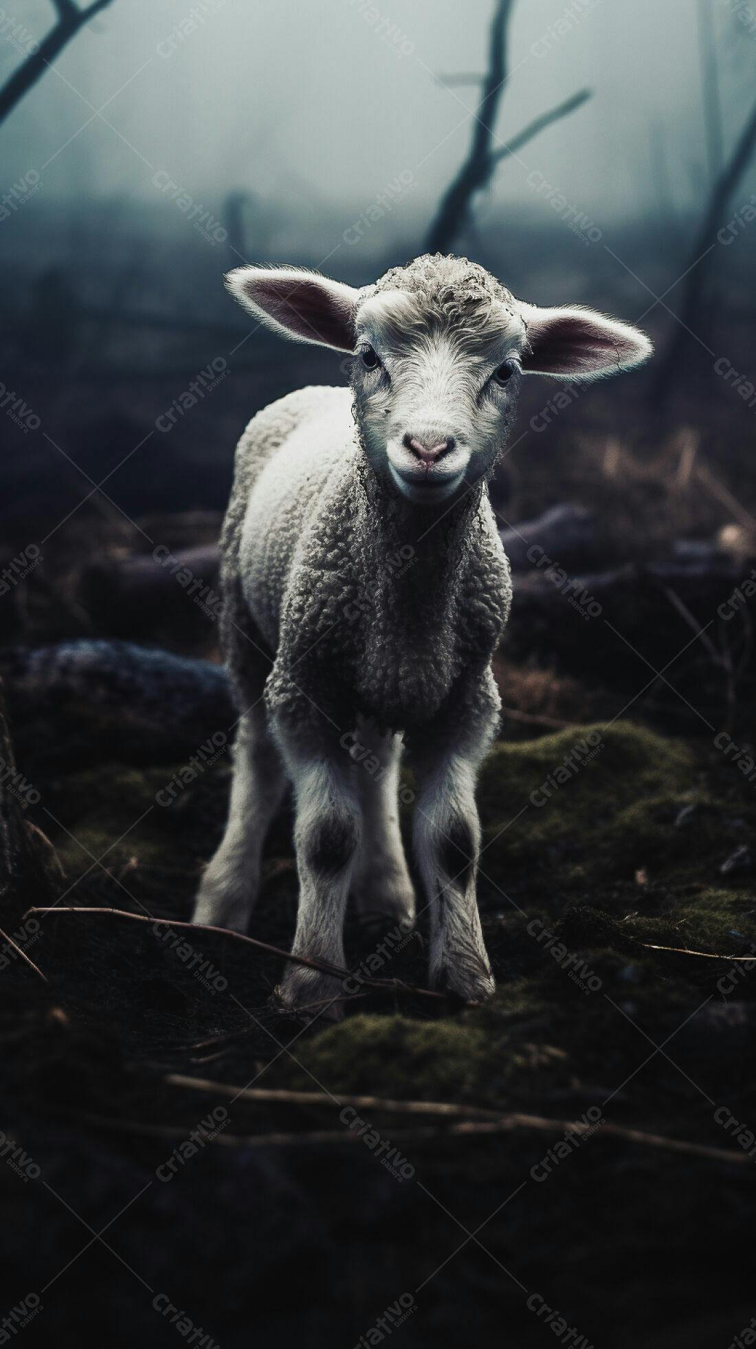 Borrego em cenário sombrio e misterioso