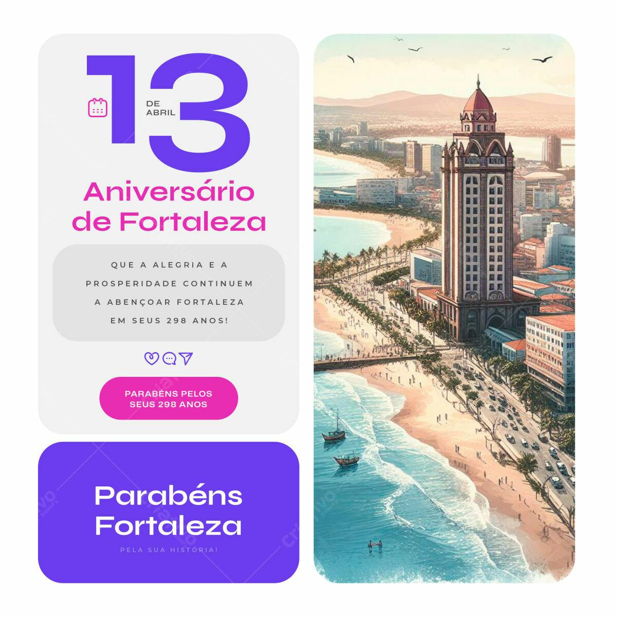 Story Post Aniversário de Fortaleza PSD Editável