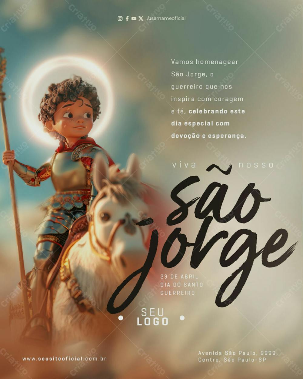 Data Comemorativa   Dia De São Jorge   Vamos Homenagear   23 De Abril   Psd Editável