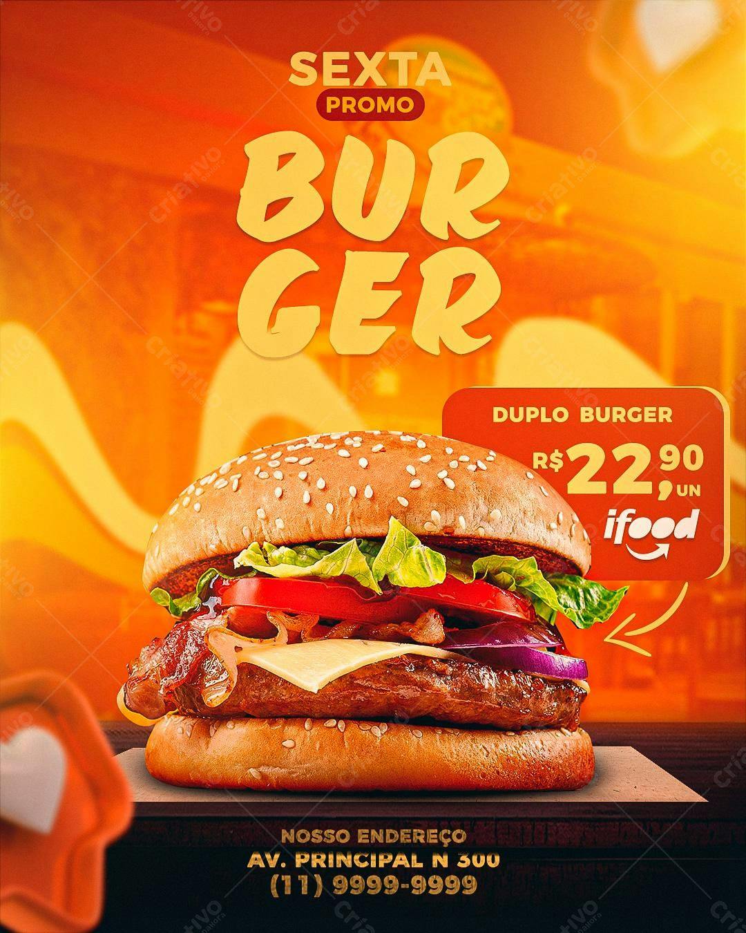 Flyer Sexta Promoção Burger PSD Editável