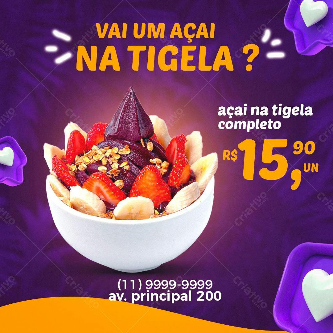Post para Açaí na Tigela PSD Editável