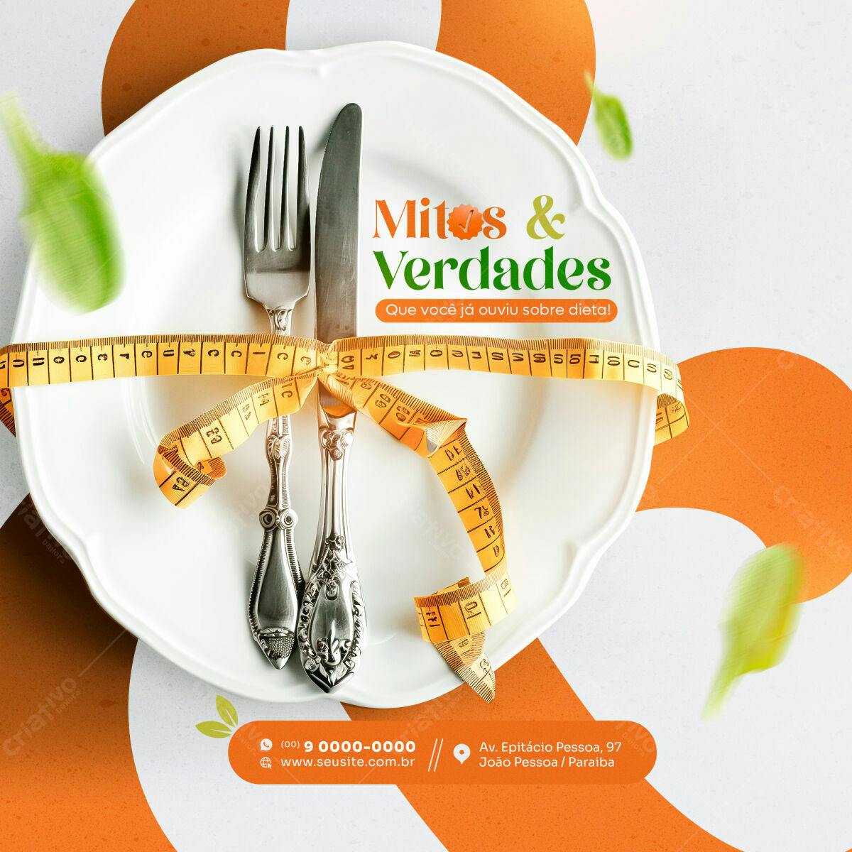 Flyer Mitos e Verdades sobre Dieta PSD Editável