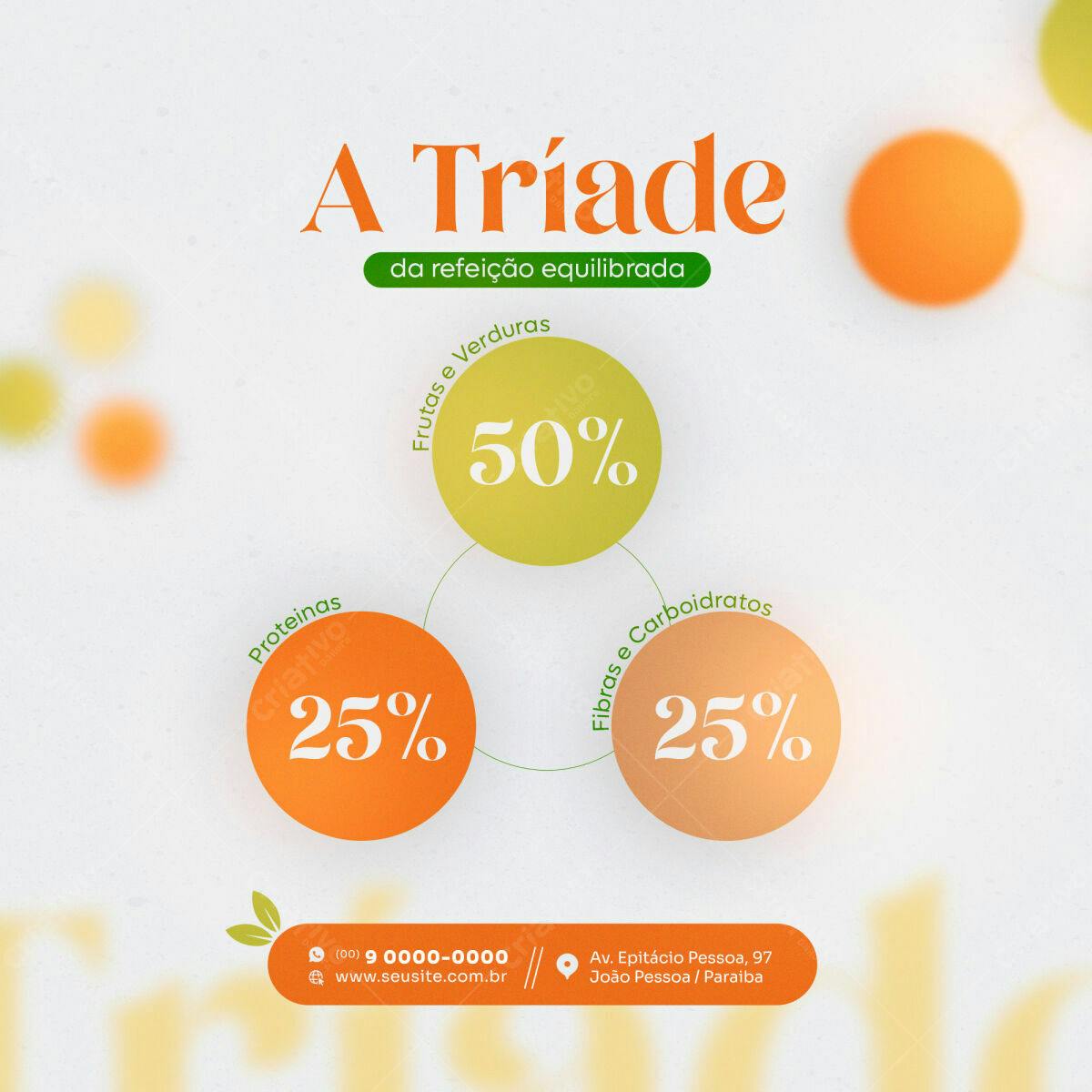 Post para Nutrição A Tríade da Refeição Equilibrada PSD Editável
