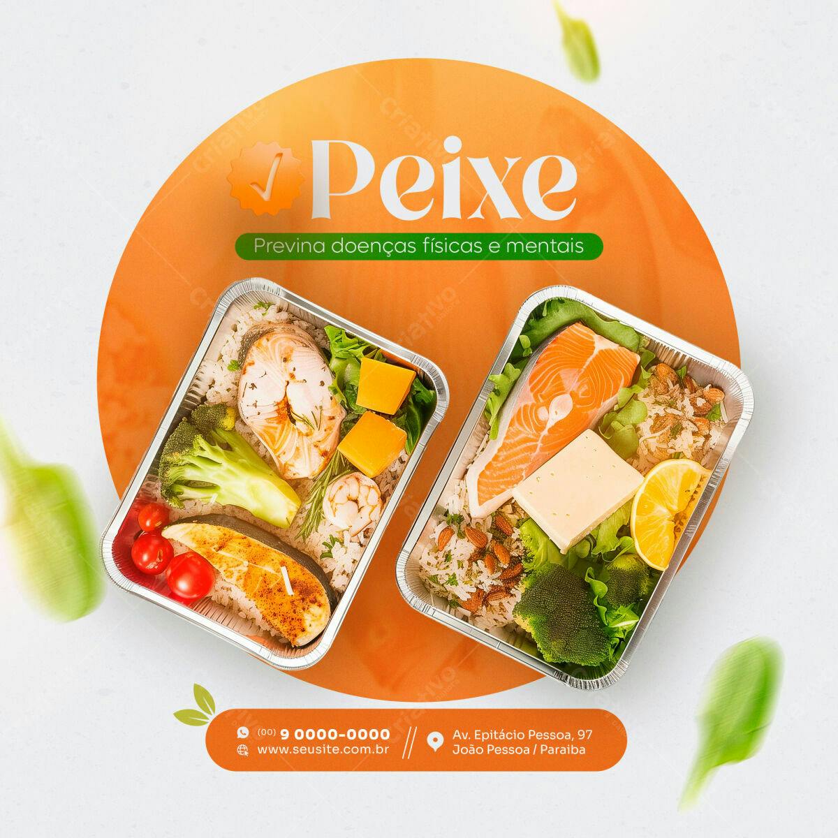 Postagem Instagram Marmitas Saudáveis Peixe PSD Editável