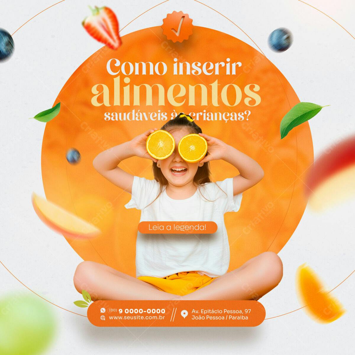 Flyer Alimentação Infantil Saudável PSD Editável