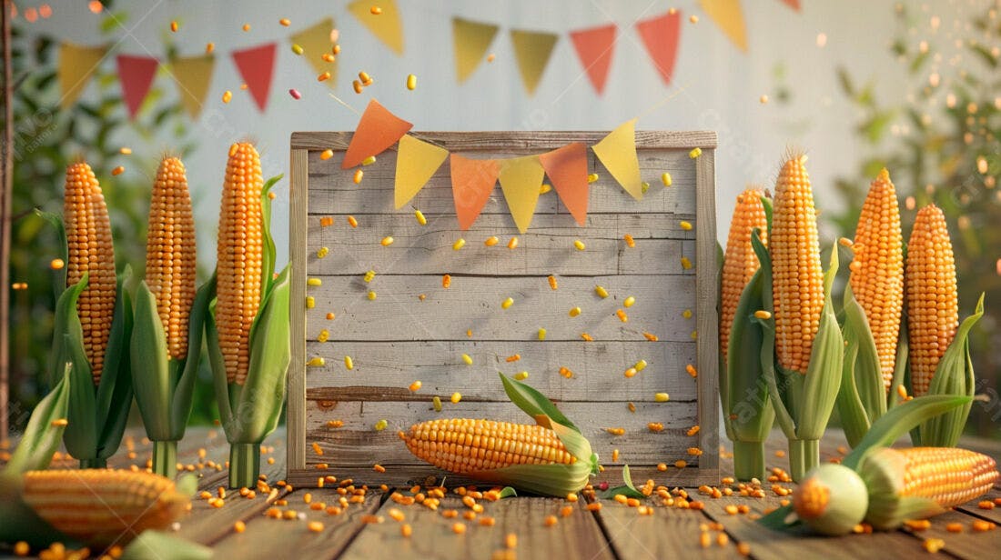 Espigas de milho com decoração festiva