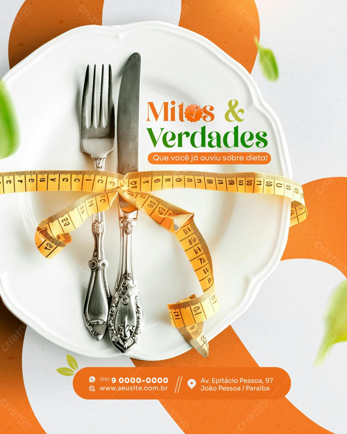 Flyer Mitos e Verdades sobre Dieta PSD Editável