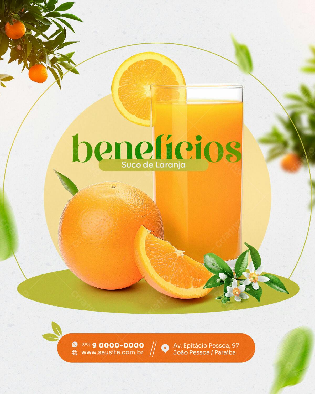 Flyer Suco de Laranja PSD Editável