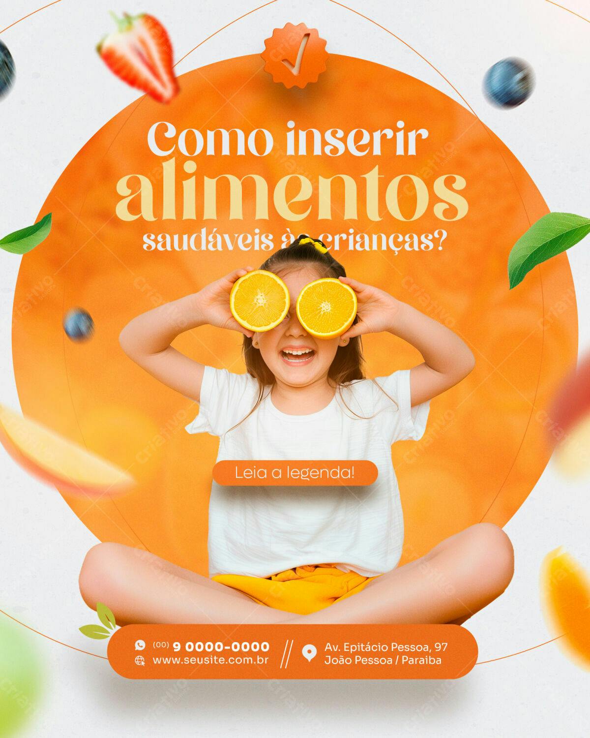 Flyer Alimentação Infantil Saudável PSD Editável