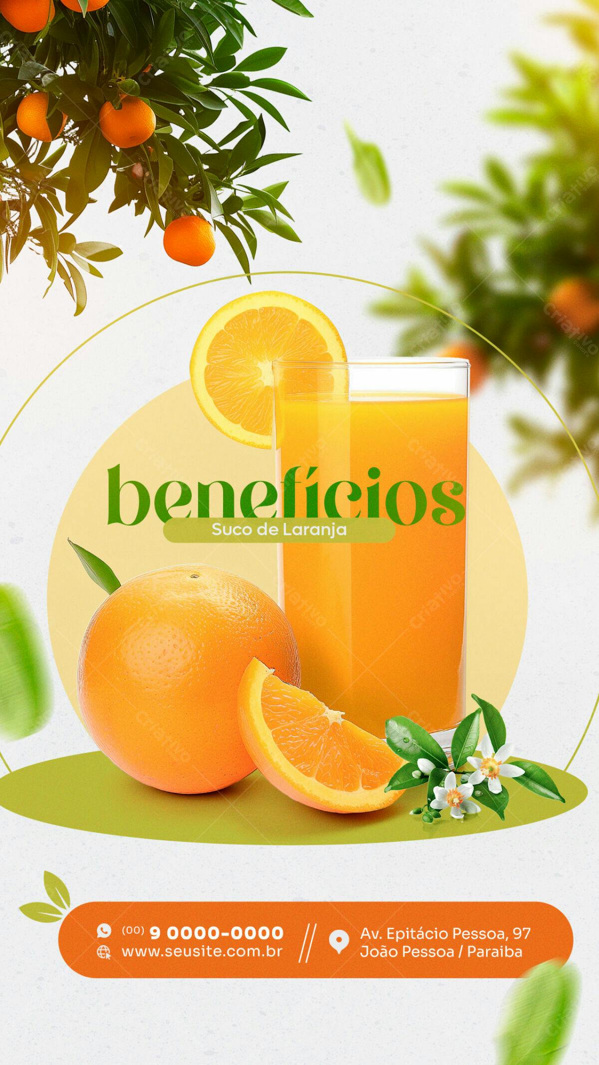 Flyer Suco de Laranja PSD Editável