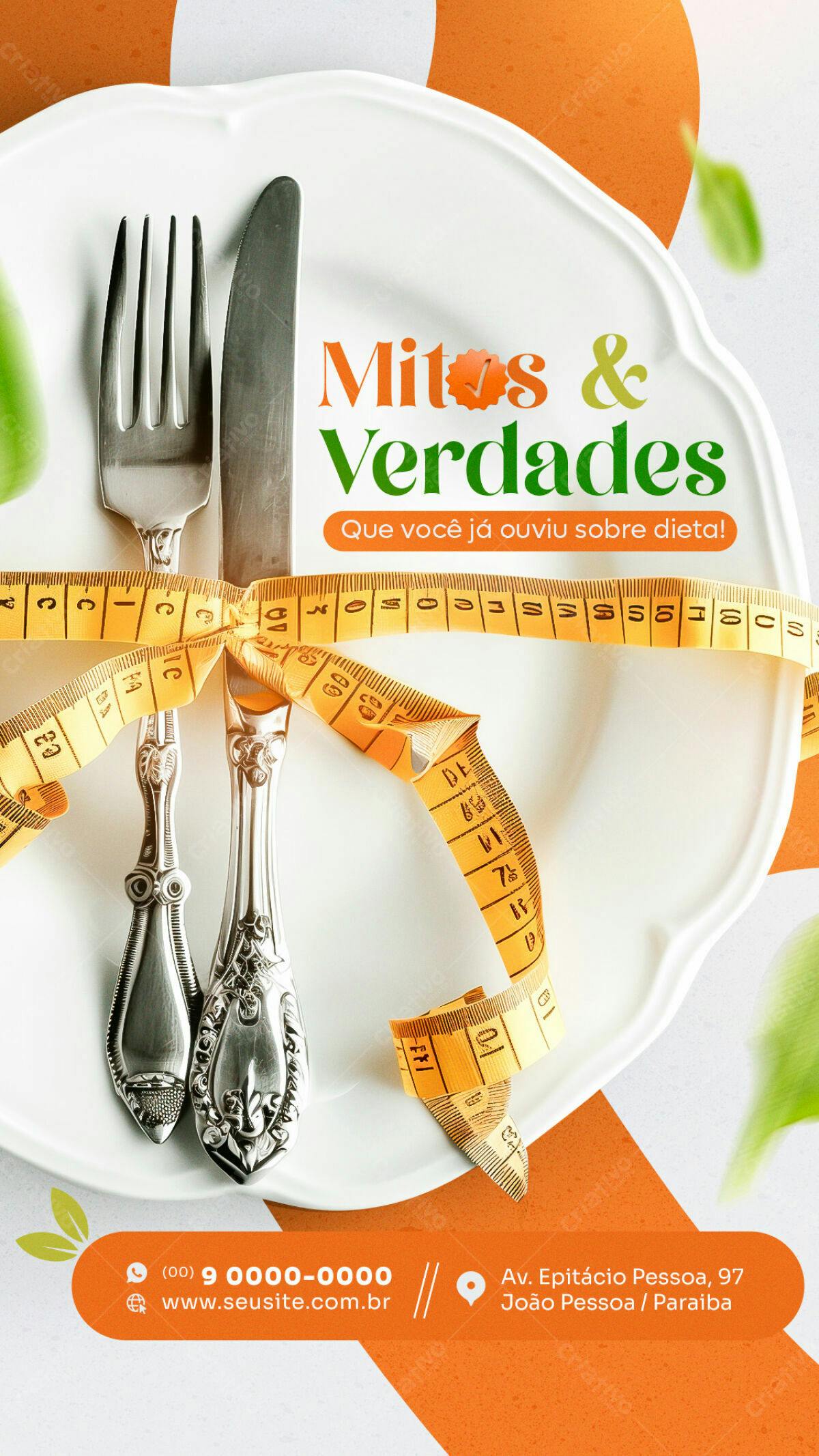 Flyer Mitos e Verdades sobre Dieta PSD Editável