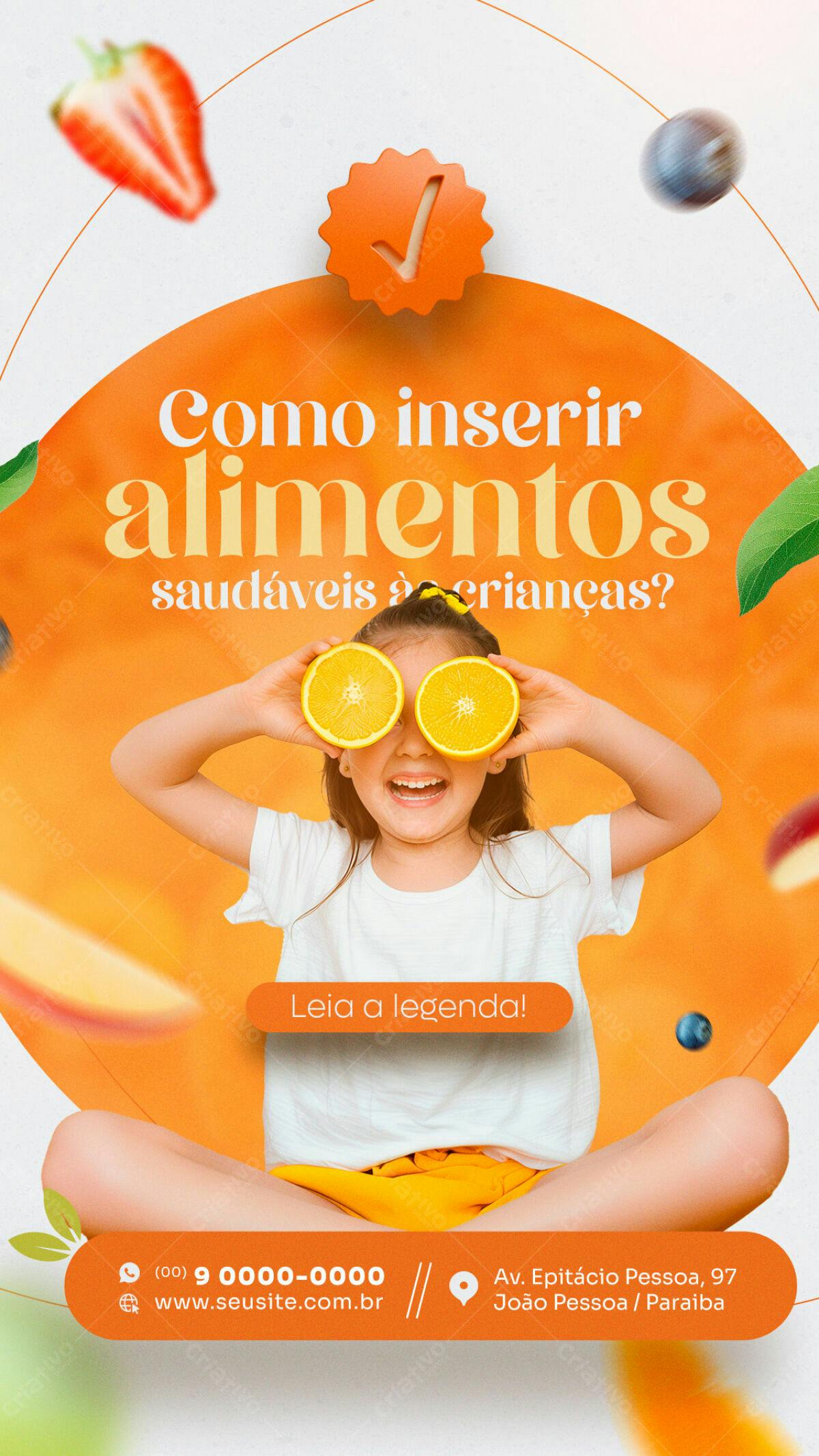Flyer Alimentação Infantil Saudável PSD Editável