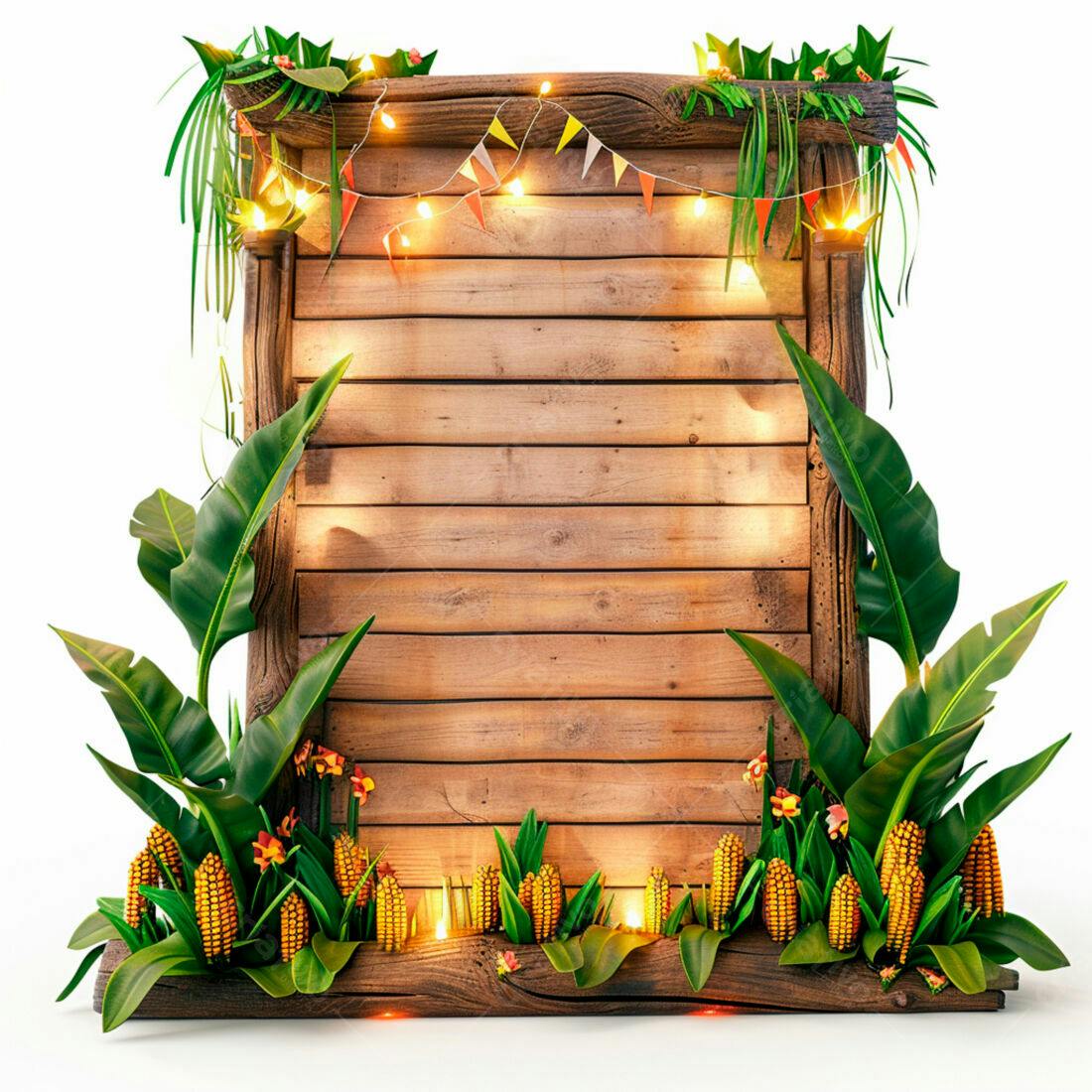 Placa de madeira rústica com decoração tropical