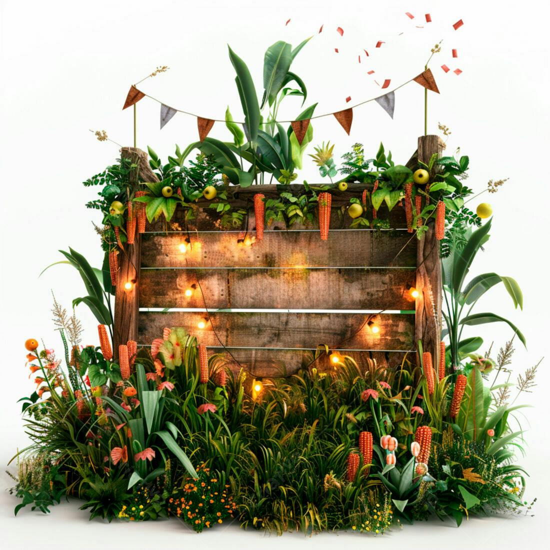 Painel de madeira rústico com decoração de outono