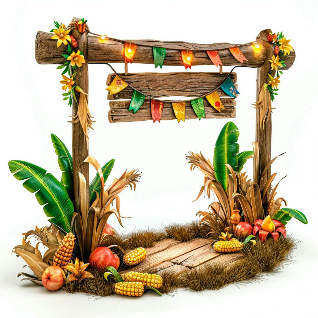 Placa de madeira Festa Junina com decoração