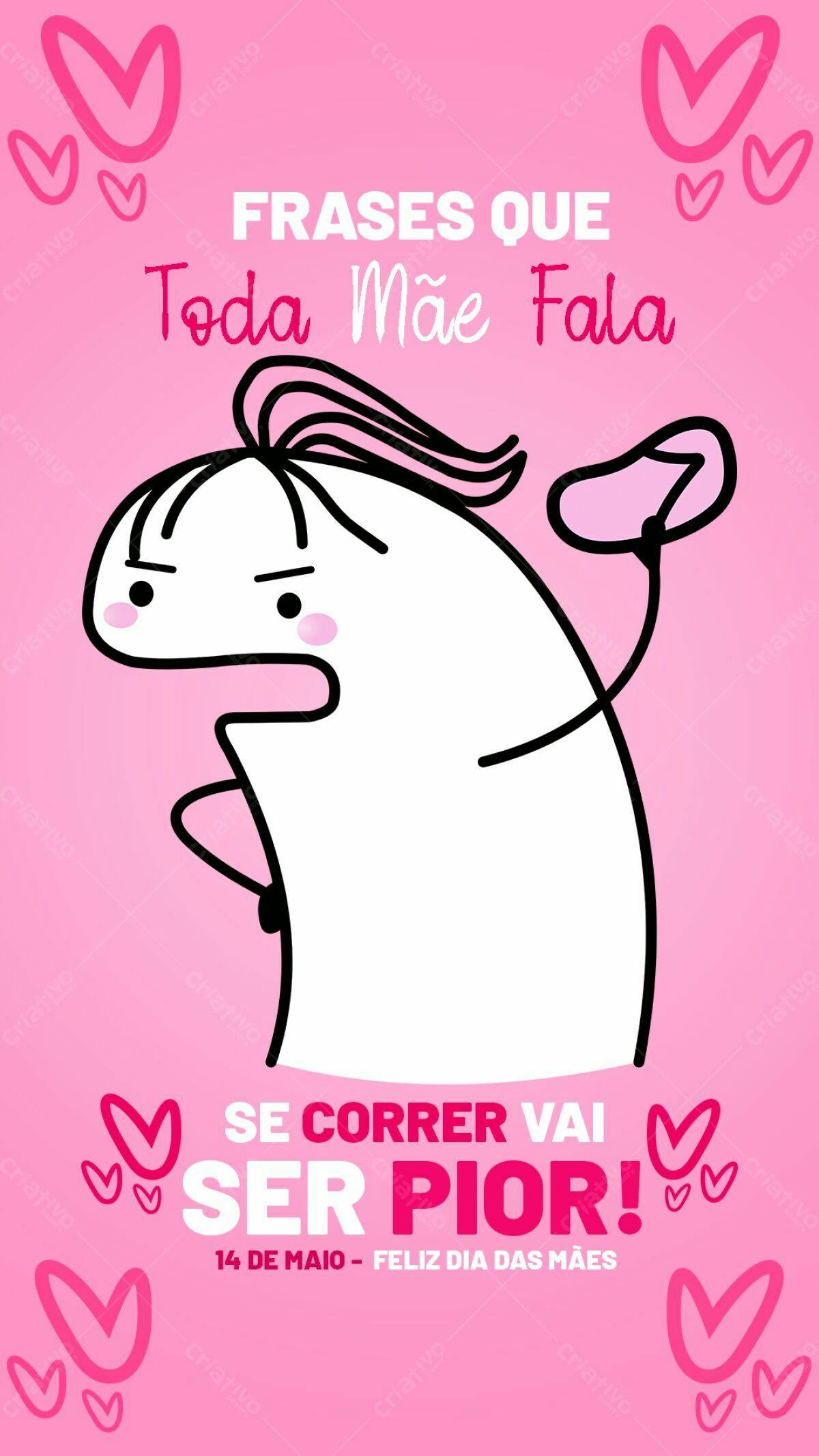 Flyer Dia das Mães com Personagem Engraçado PSD Editável