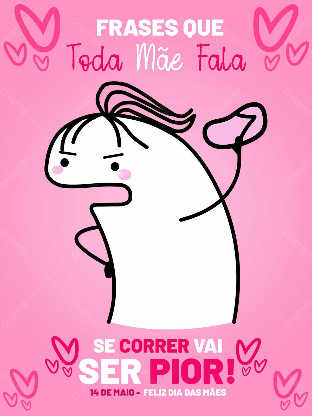 Flyer Dia das Mães com Personagem Engraçado PSD Editável