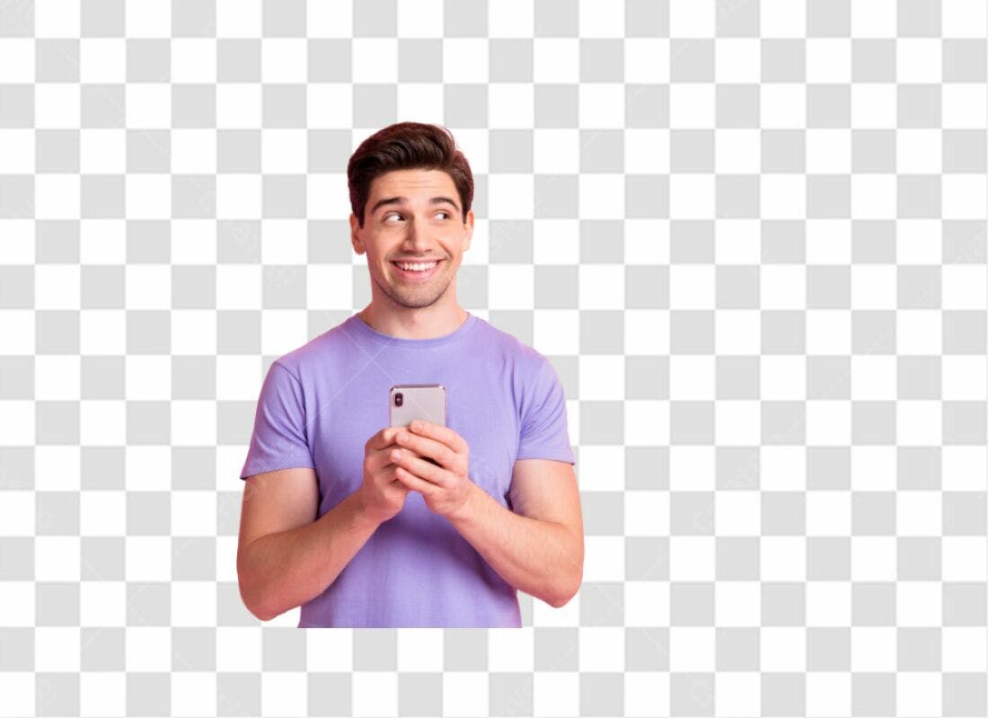 Icone Homem usando Smartphone PNG com fundo transparente