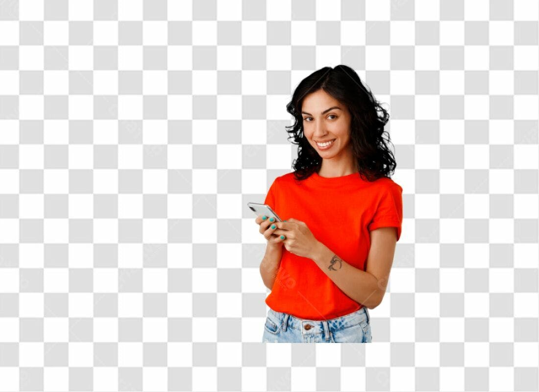 Imagem PNG com fundo transparente Mulher usando celular
