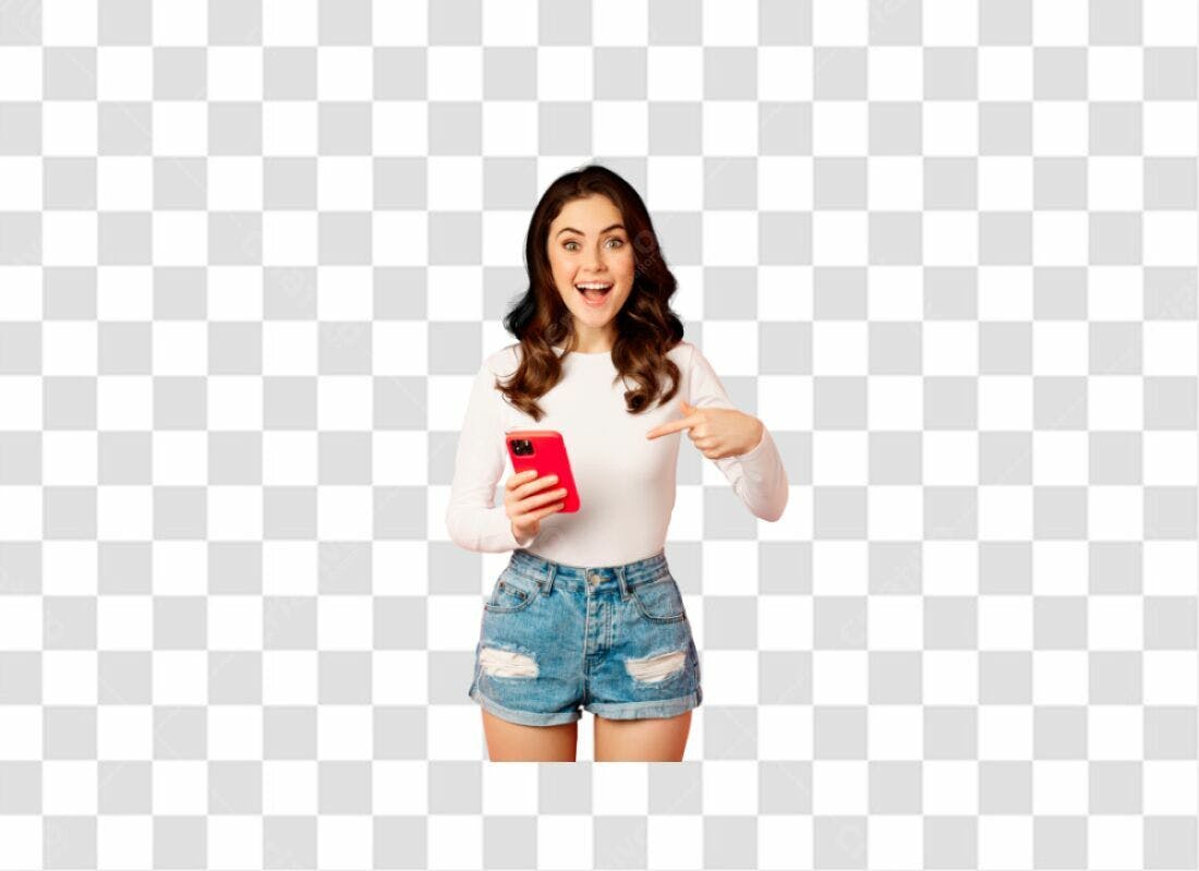 Imagem PNG com fundo transparente Mulher mostrando celular