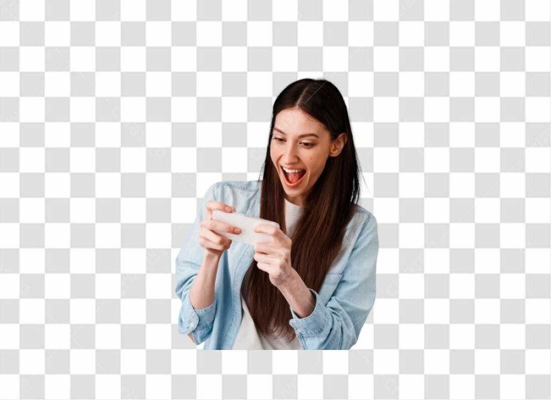 Imagem PNG com fundo transparente Mulher jogando no celular