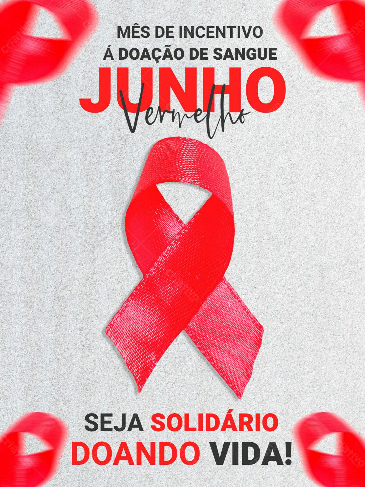 Flyer Junho Vermelho - Doação de Sangue PSD Editável