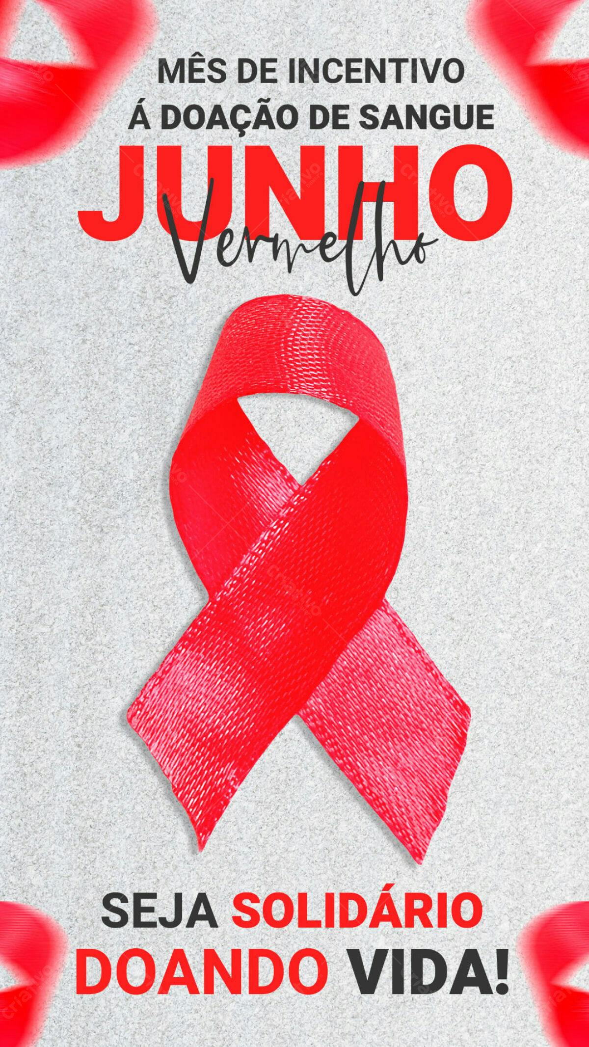 Flyer Junho Vermelho - Doação de Sangue PSD Editável