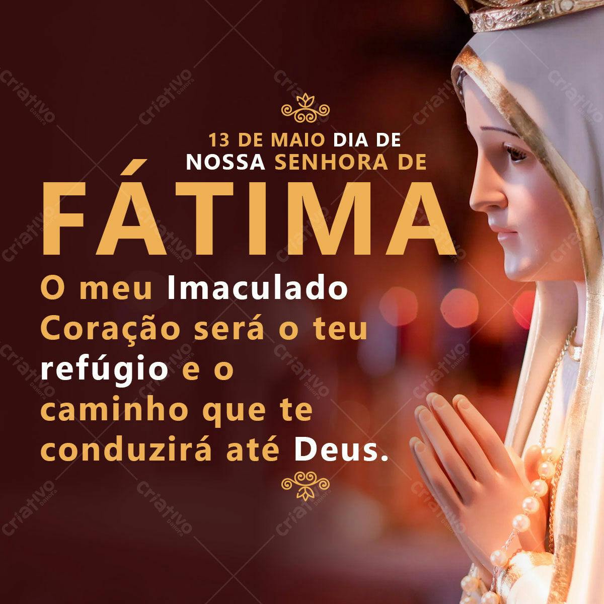 Post para o Dia de Nossa Senhora de Fátima PSD Editável