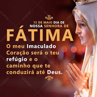 Dia de nossa senhora de fátima 13 de maio social media psd editável