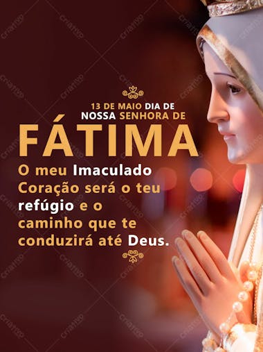 Dia de nossa senhora de fátima 13 de maio social media psd editável