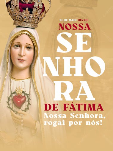 Dia de nossa senhora de fátima 13 de maio social media psd editável