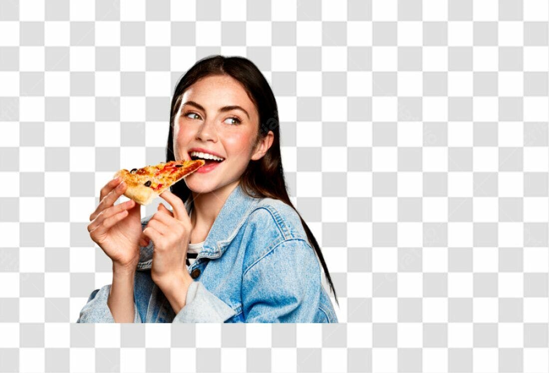 Imagem PNG com fundo transparente Mulher comendo Pizza