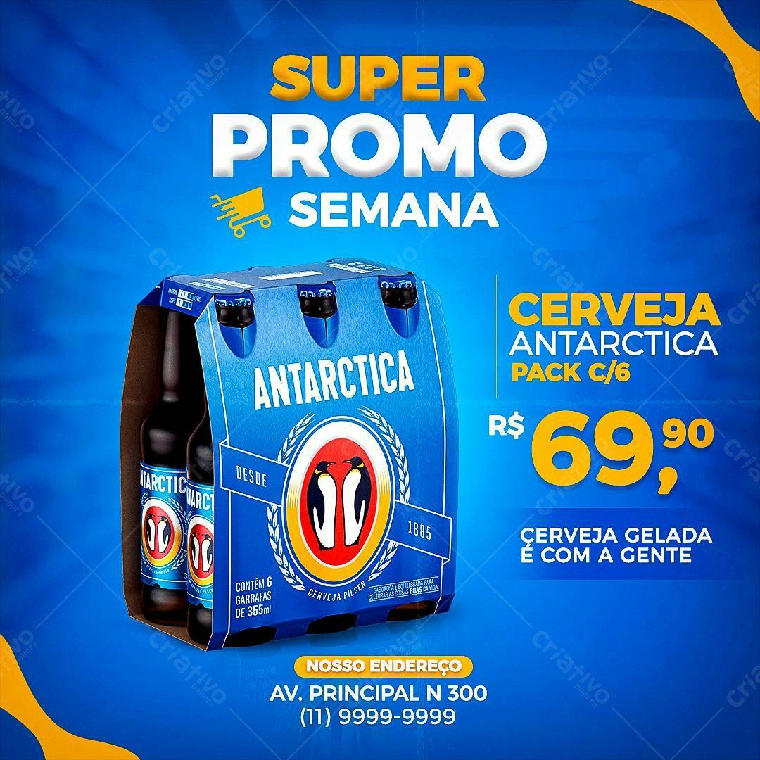 Flyer de Promoção de Cerveja Antarctica PSD Editável