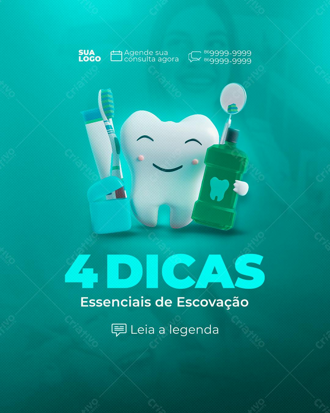 PSD para Higiene Bucal com Dicas de Escovação Editável