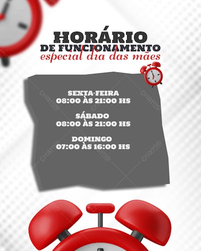 Horário De Funcionamento Dia Das Mães 
