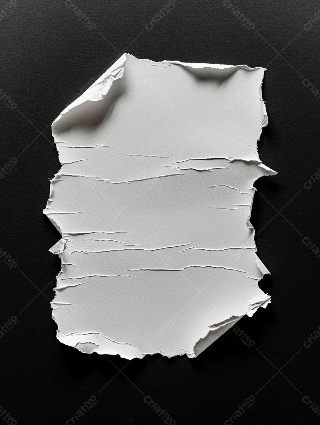 Papel rasgado branco em fundo preto