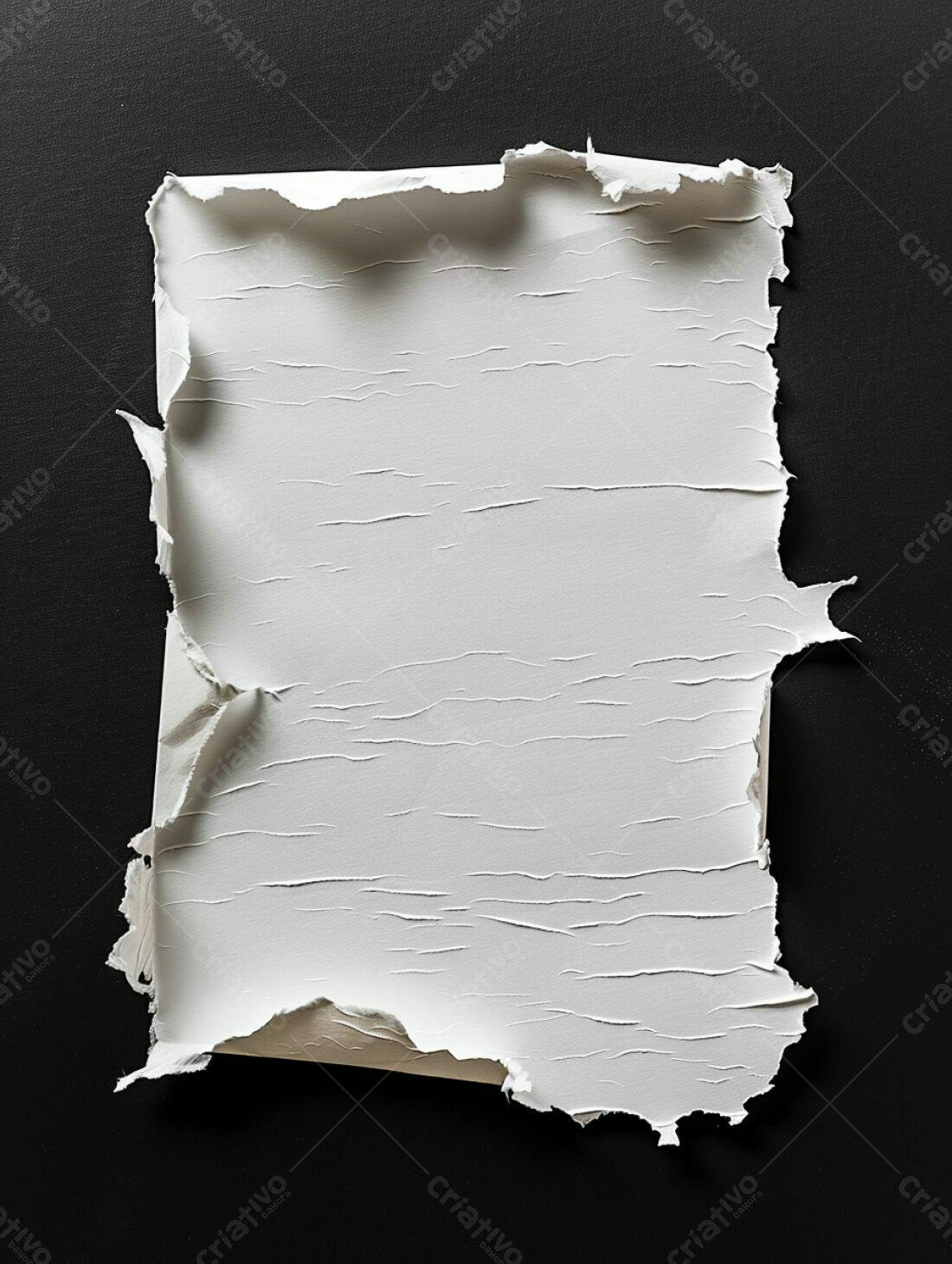 Papel rasgado branco em fundo preto