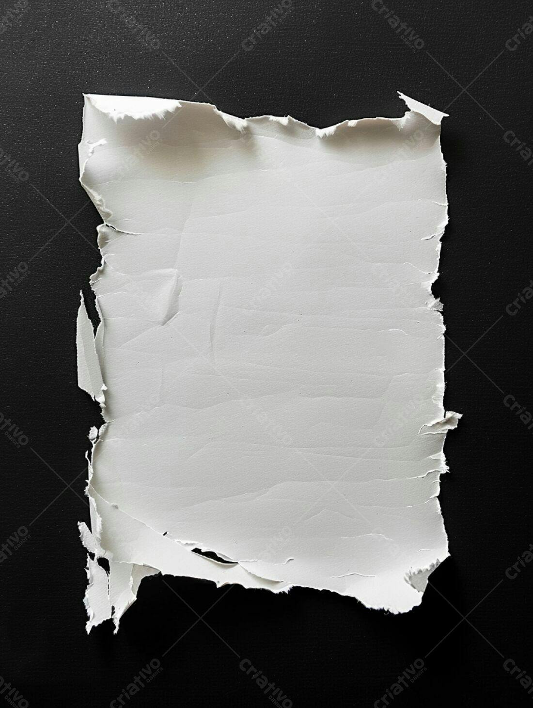 Papel rasgado branco sobre fundo preto