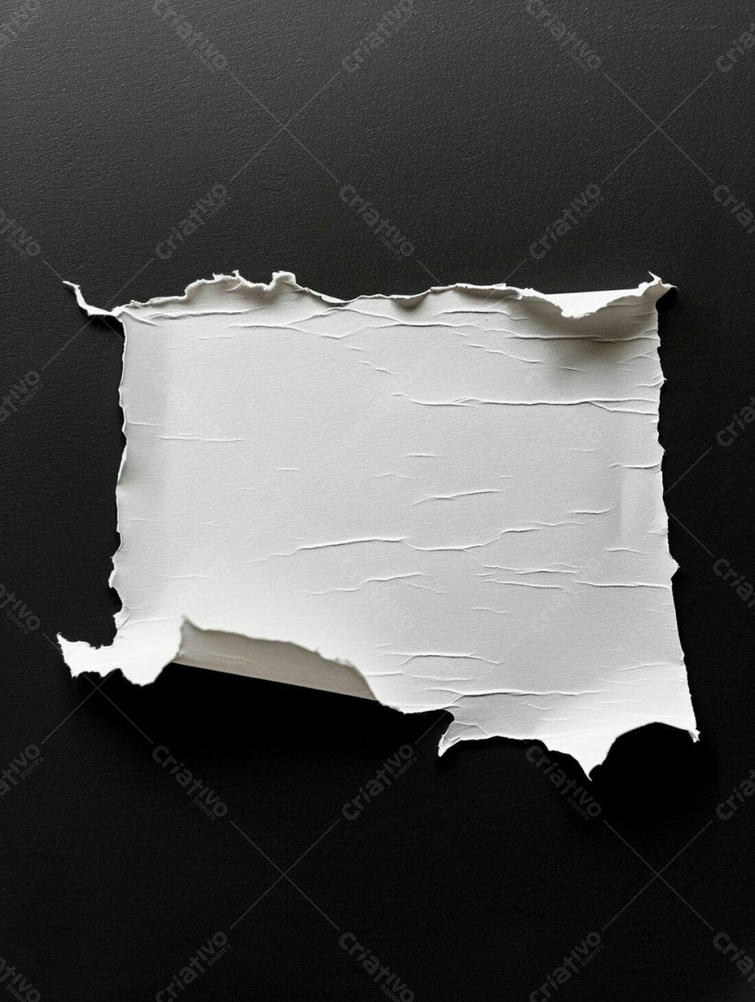 Papel rasgado branco em fundo preto