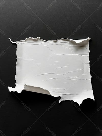 Papel Branco Antigo Amplamente Cortado Em Peça Única, Adesivo, Corte De Colagem, Fundo Preto Liso