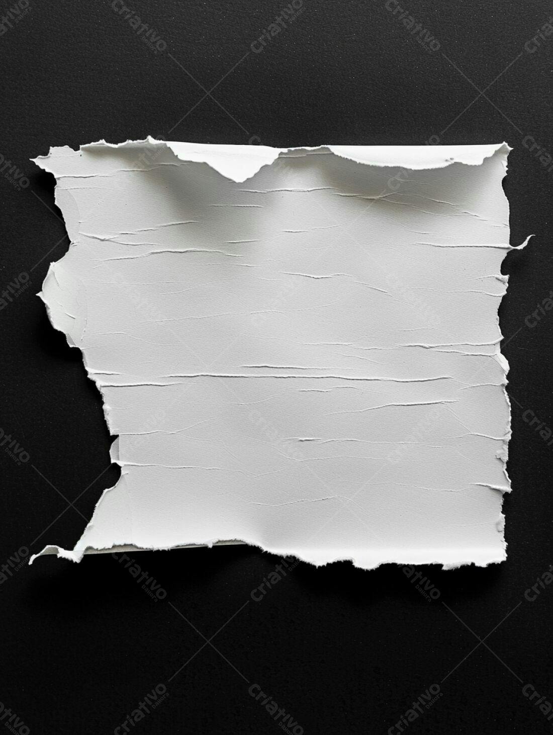 Papel rasgado branco sobre fundo preto