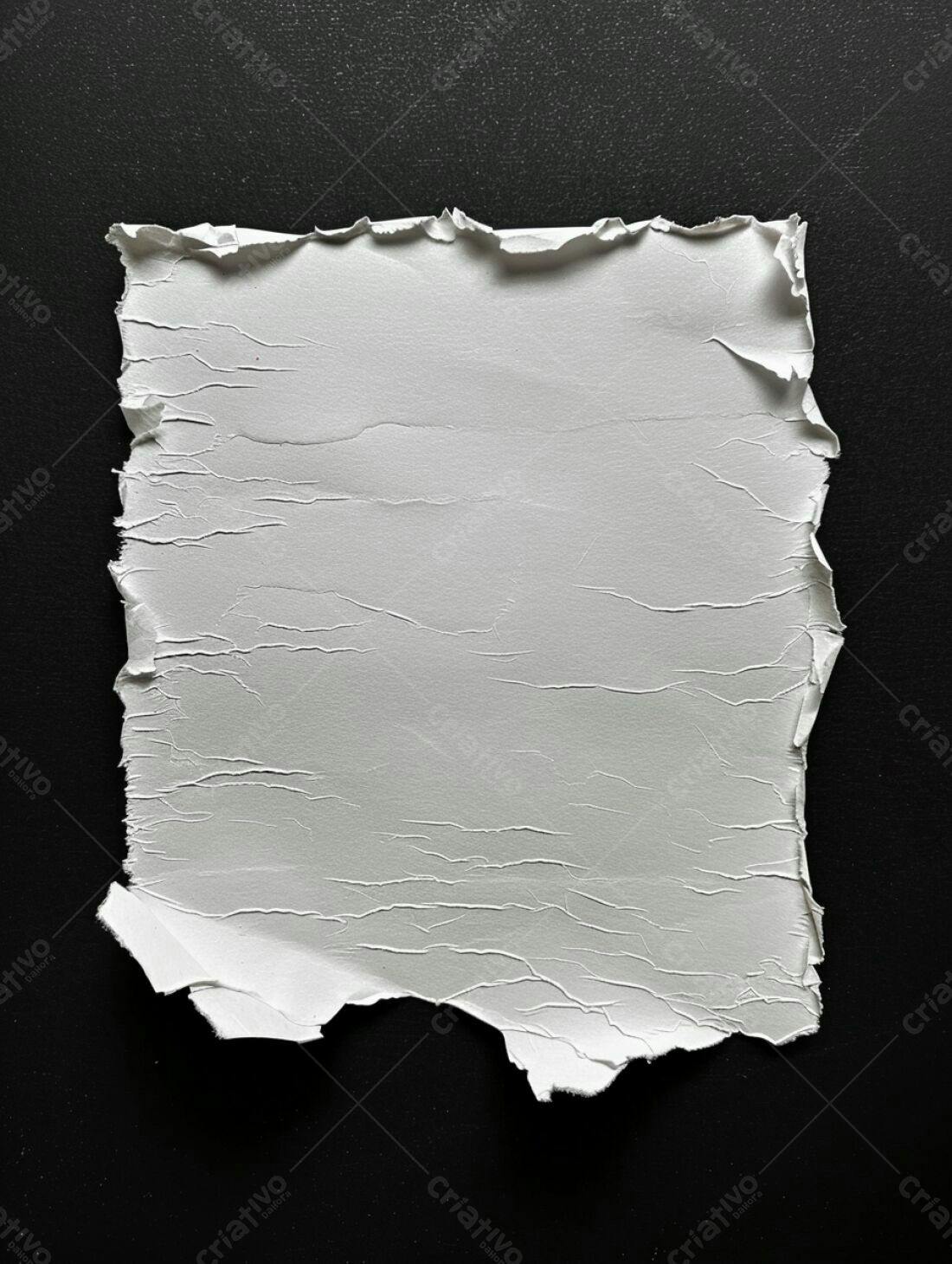 Papel rasgado branco sobre fundo preto