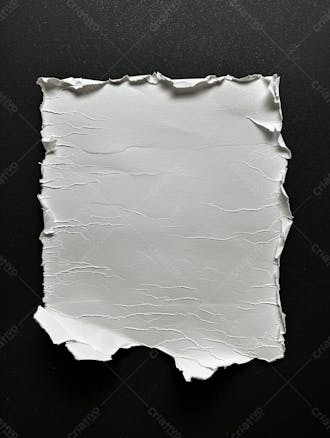 Papel branco antigo amplamente cortado em peça única, adesivo, corte de colagem, fundo preto liso