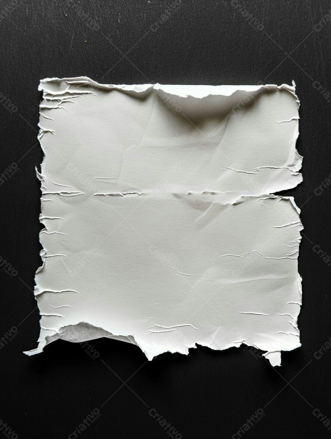 Papel rasgado branco sobre fundo preto