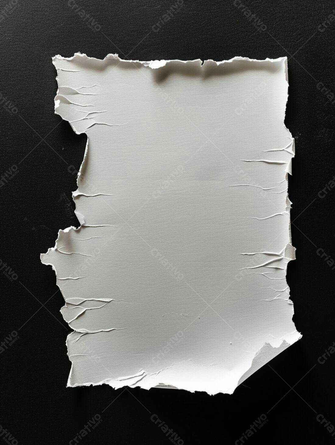 Papel rasgado branco sobre fundo preto