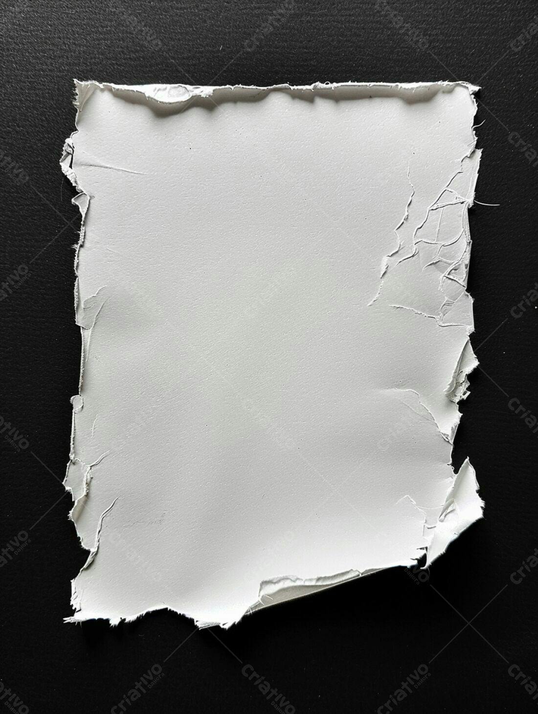 Papel rasgado branco sobre fundo preto