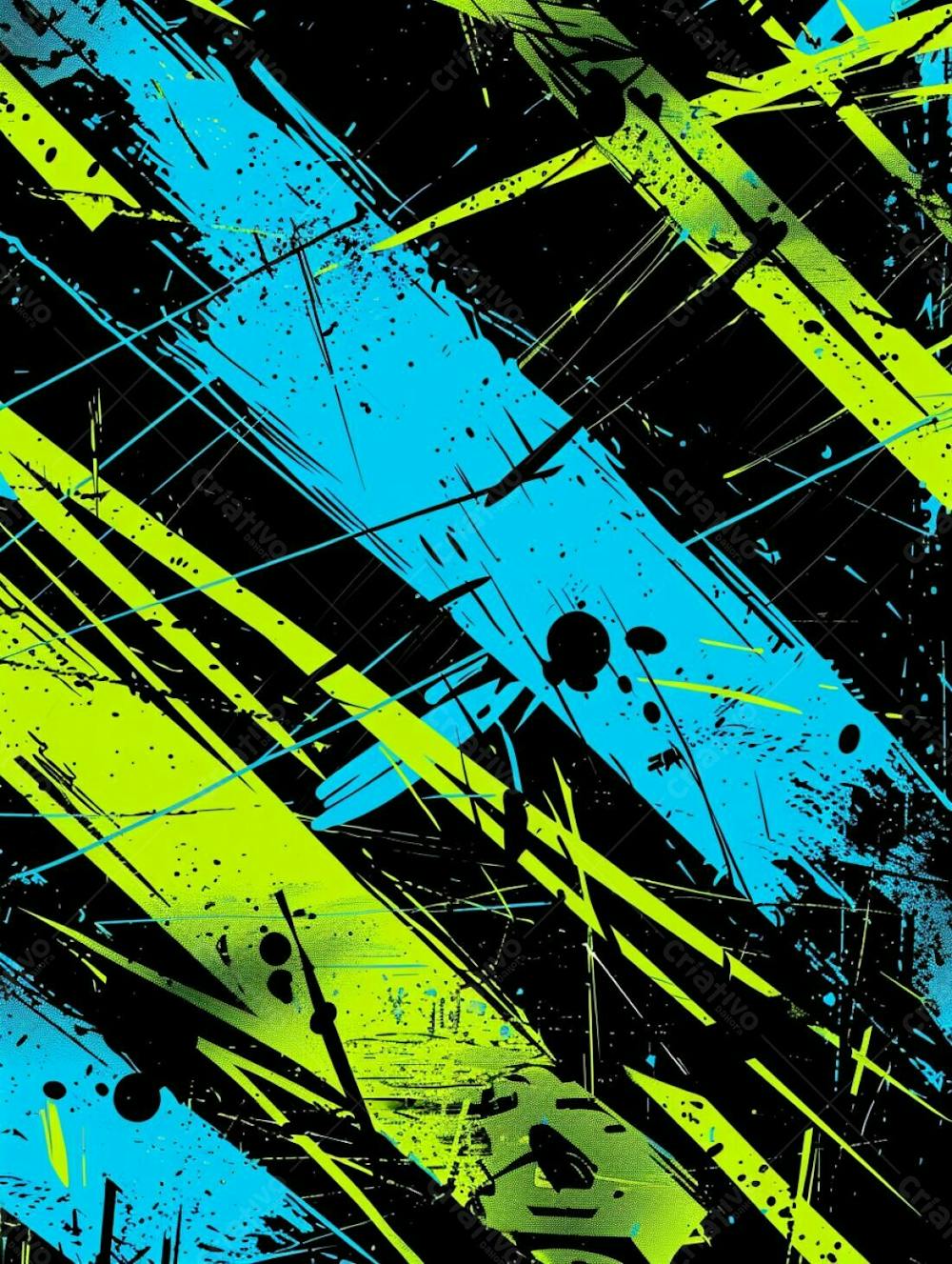 Fundo De Imagem Vetorial Abstrato, Cores Azul Neon E Preto, Estilo Grafite