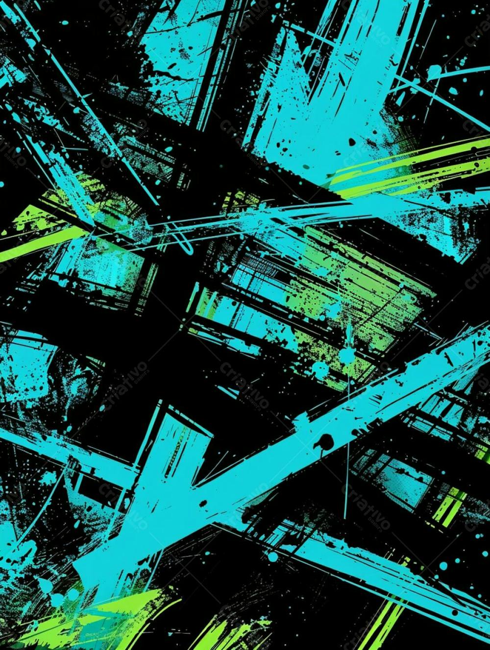 Fundo De Imagem Vetorial Abstrato, Cores Azul Neon E Preto, Estilo Grafite