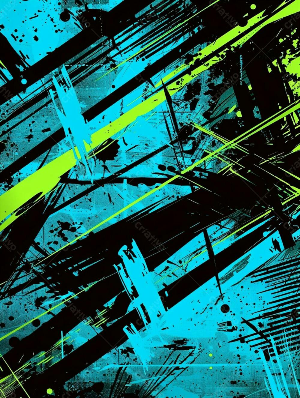 Fundo De Imagem Vetorial Abstrato, Cores Azul Neon E Preto, Estilo Grafite